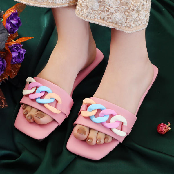 Glorious Pink Women Flat Slippers